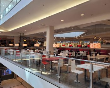 Redesign Food Court Weserpark, der Restaurantbereich befindet sich im 1. Stock des Shopping Centers