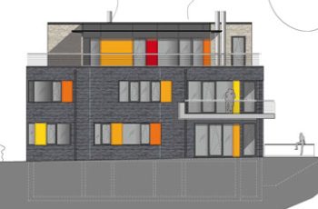 Südansicht Wohnhaus mit Gewerbe in Hamburg